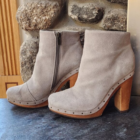 Joie Suede Taupe Dewitt Platform Clog Booties Size EU 37.5/ U.S. 7.5 - Picture 9 of 16